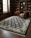 Persian Elegance Collection Area Rug -  Yazd Rectangle Navy Blue  lifestyle 18