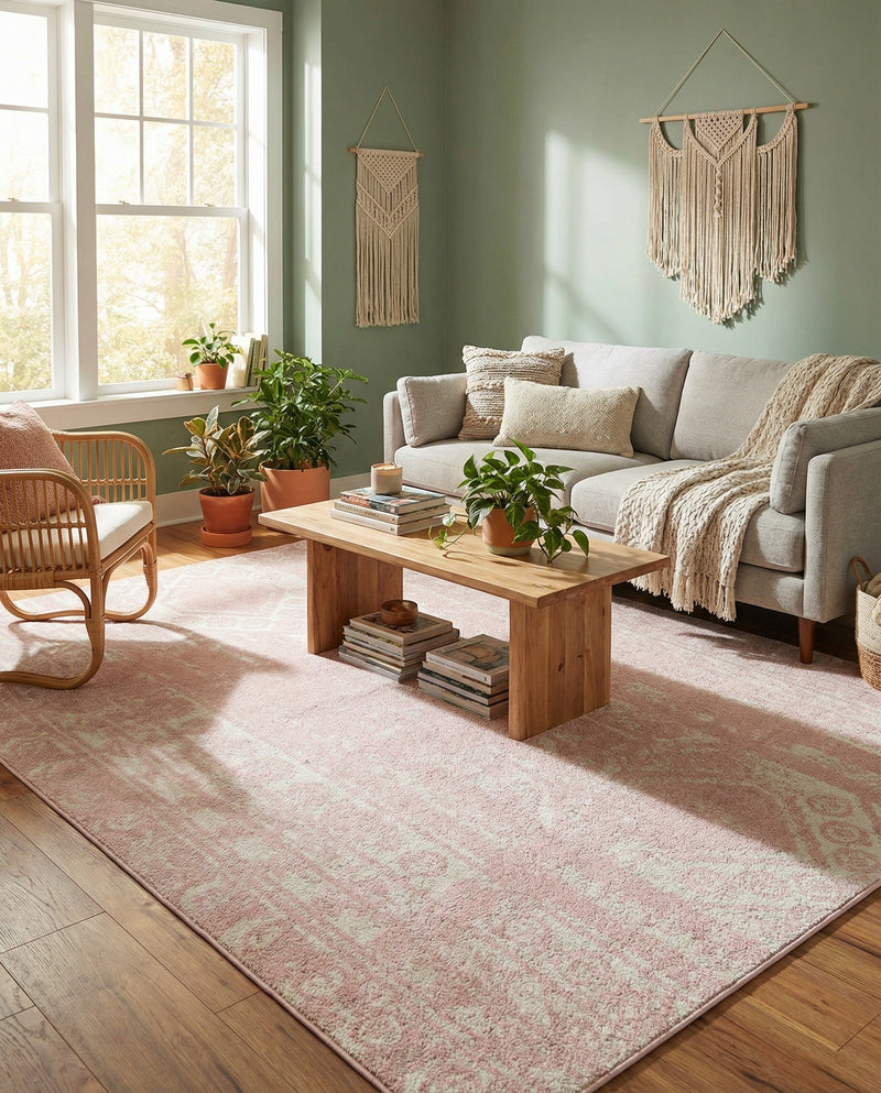 Brighton Stripes Collection Area Rug - Sussex (Pink) Rectangle Pink  lifestyle 12