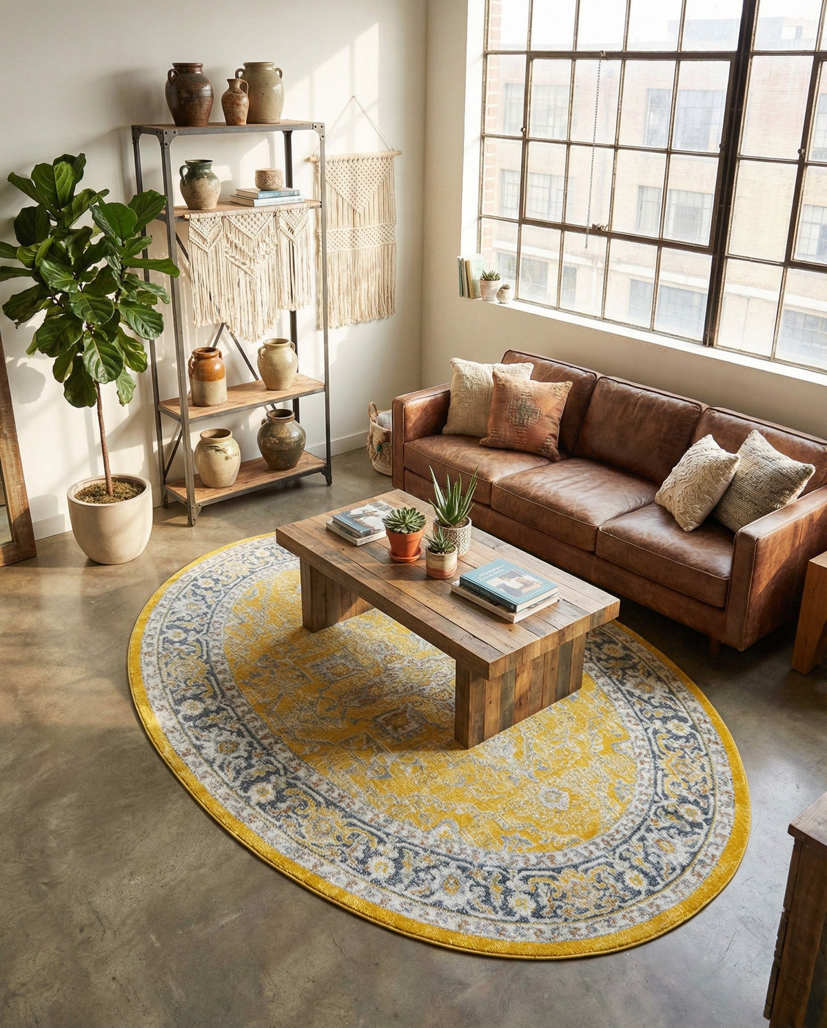 Caribbean Breeze Collection Area Rug -  Andros Oval Yellow  lifestyle 79