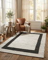 Osian Looms Collection Area Rug - Durham Rectangle White and Black  lifestyle 65