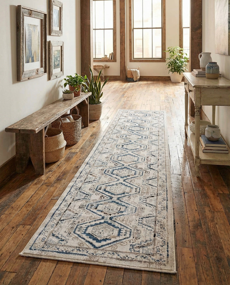 Savannah Elegance Collection Area Rug -  Tybee (Gray Blue) Runner Gray Blue  lifestyle 46