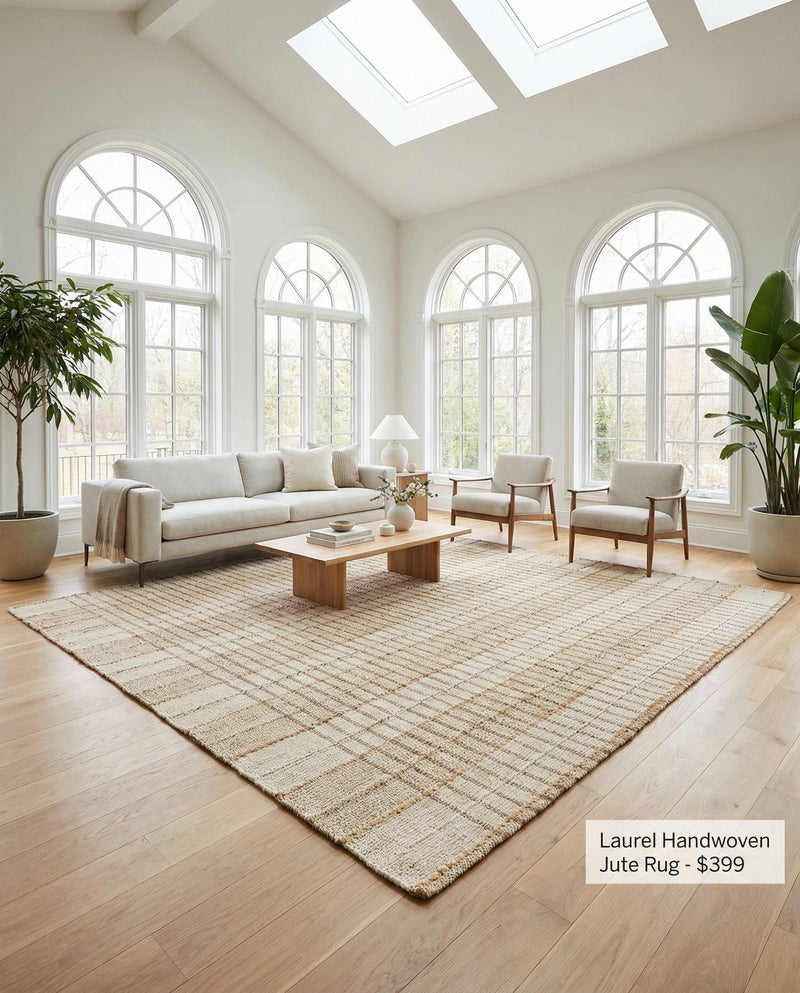 Sequoia Handwoven Jute Collection Area Rug - Charleston Square Ivory  lifestyle 38