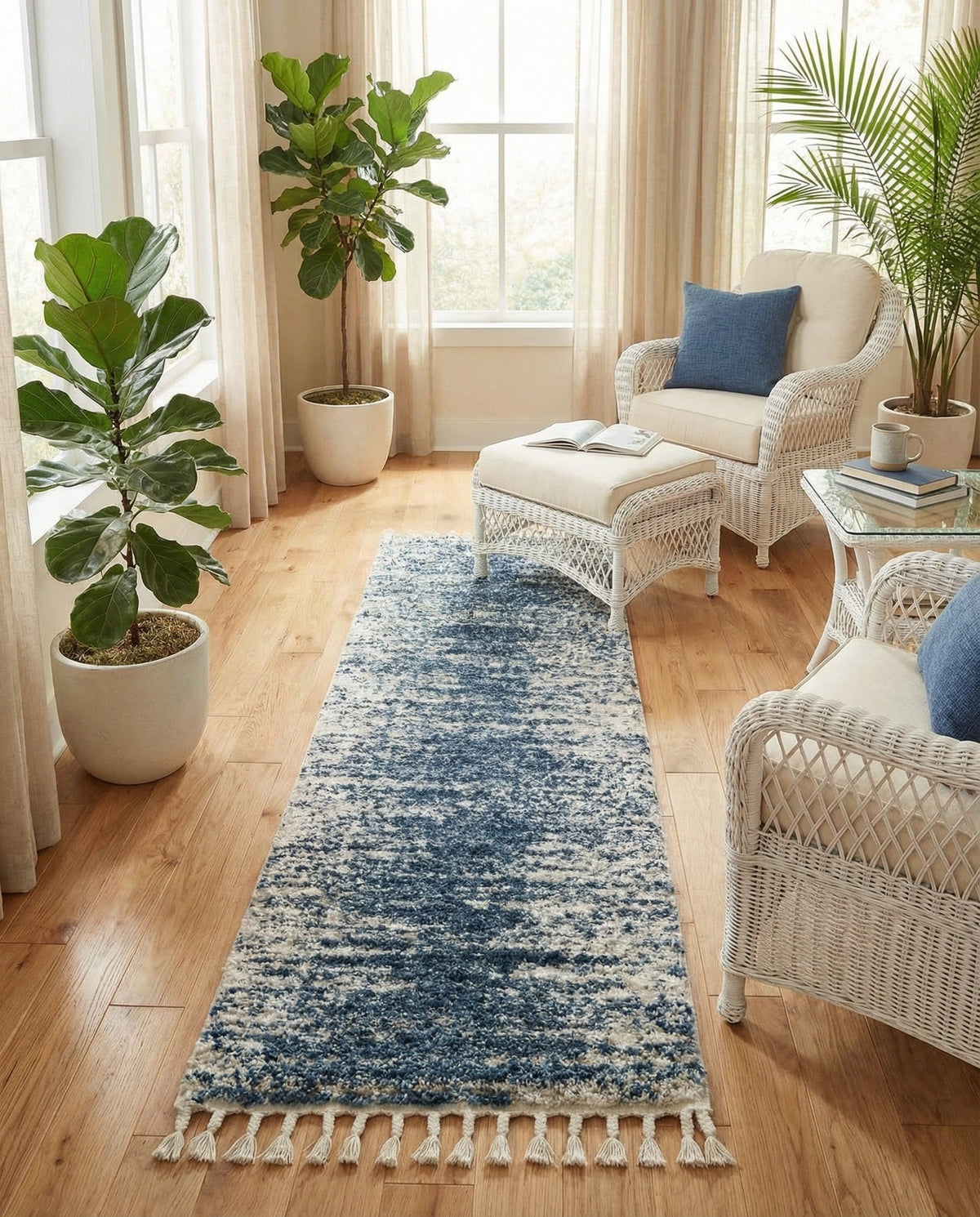 Tranquil Tides Shag Collection Area Rug - Marina Runner Blue  lifestyle 195