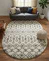 Berber Lattice Shag Collection Area Rug - Atlas (Ivory) Oval Ivory  lifestyle 53