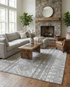 Brighton Stripes Collection Area Rug - Sussex (Gray and Ivory) Rectangle Gray and Ivory  lifestyle 9