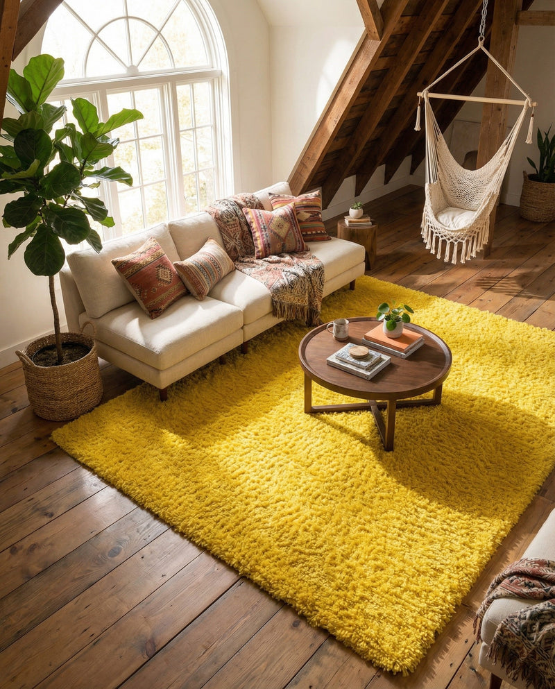 Plush Oasis Collection Area Rug - Serenity (Tuscan Sun Yellow) Rectangle Tuscan Sun Yellow  lifestyle 19