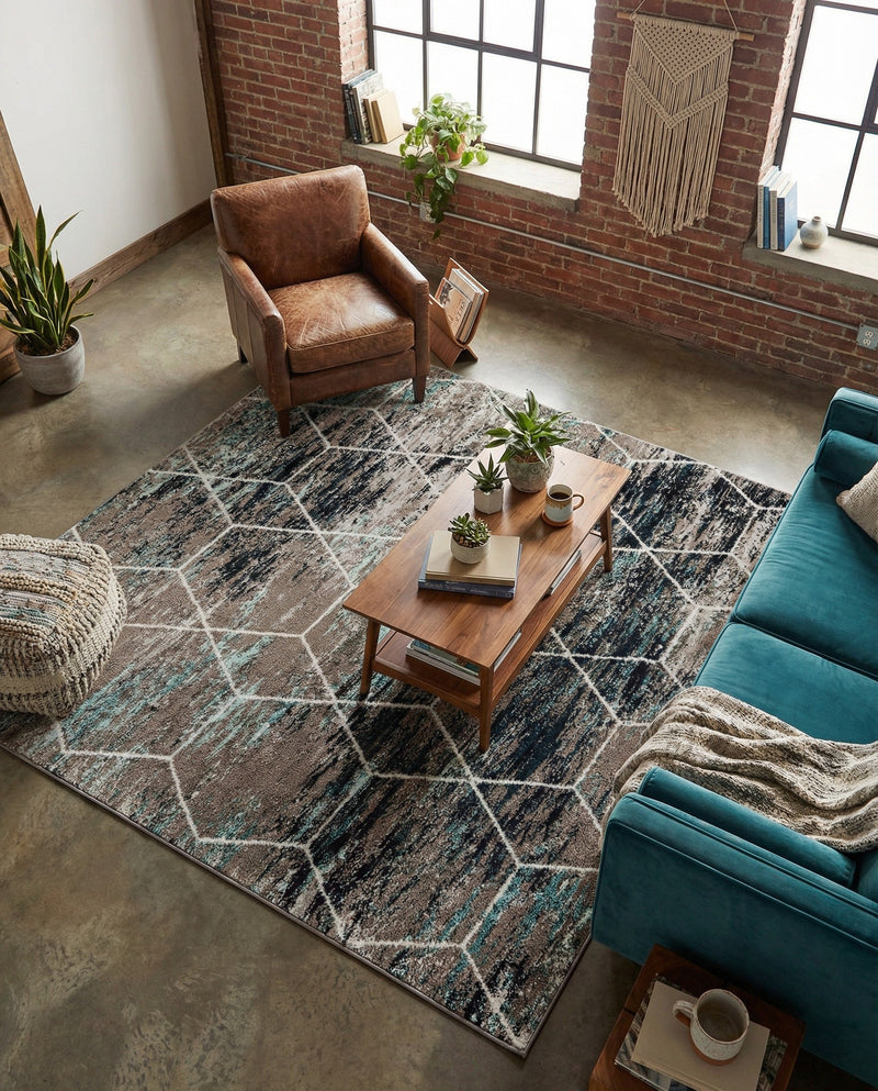Trellis Mosaic Collection Area Rug - Arborville (Blue Multi) Square Blue Multi  lifestyle 79