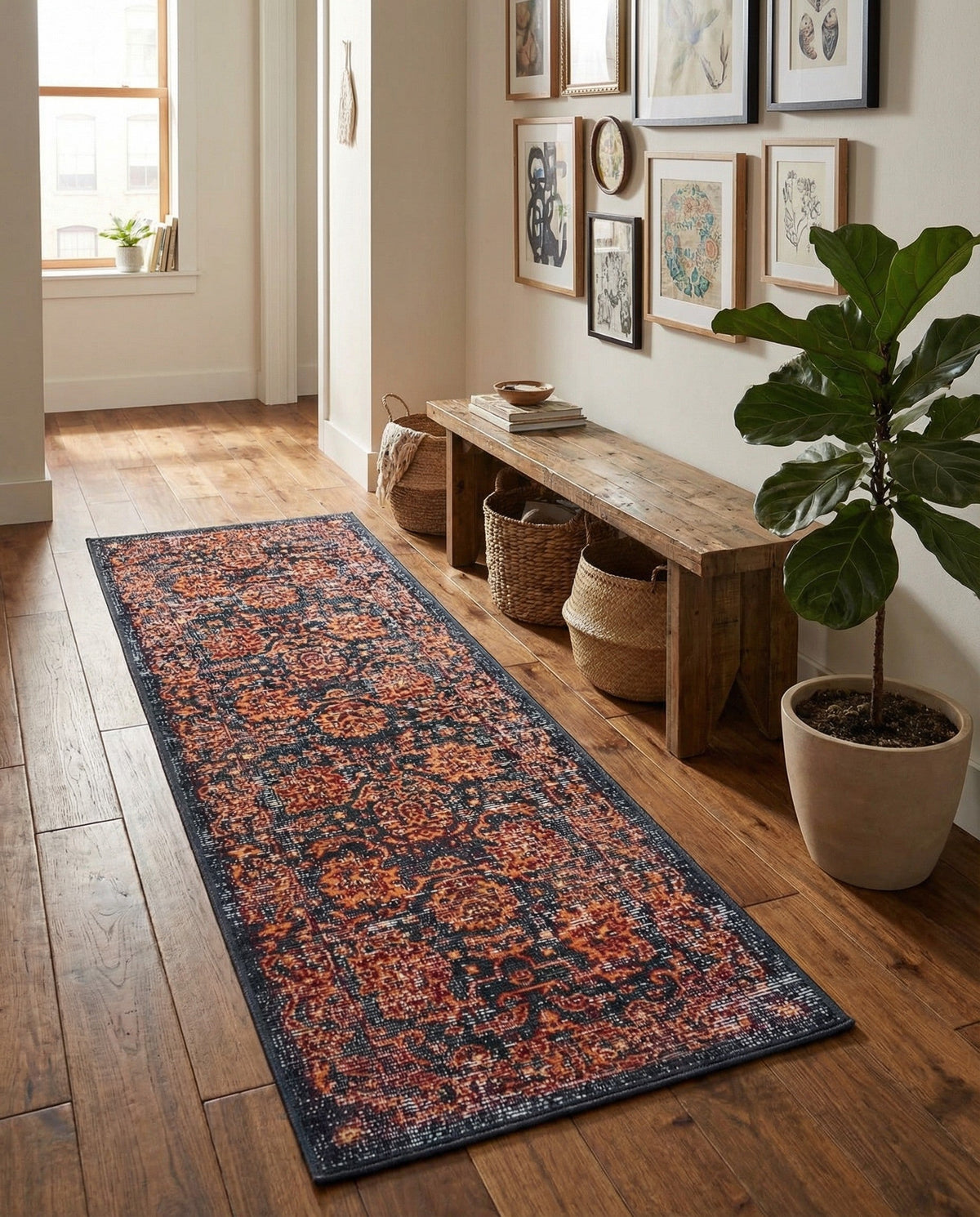 Geneva Terrace Collection Area Rug -  Lausanne Runner Black  lifestyle 176