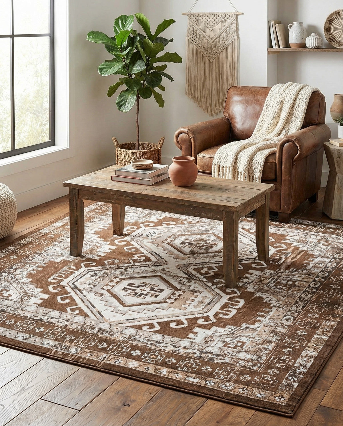Savannah Elegance Collection Area Rug -  Tybee (Brown) Square Brown  lifestyle 48