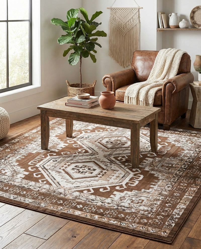 Savannah Elegance Collection Area Rug -  Tybee (Brown) Square Brown  lifestyle 48