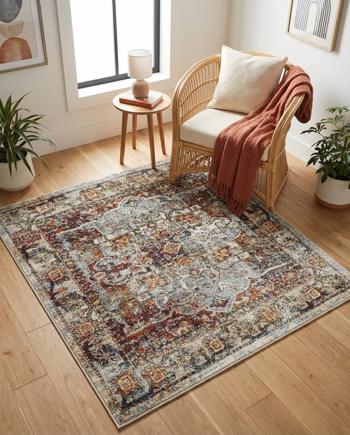 Savannah Soiree Collection Area Rug -  Everglade (Ivory) Square Ivory  lifestyle 97