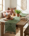 Thar Cotton Collection Area Rug - Jaisalmer (Green) Table Runner Green  lifestyle 73