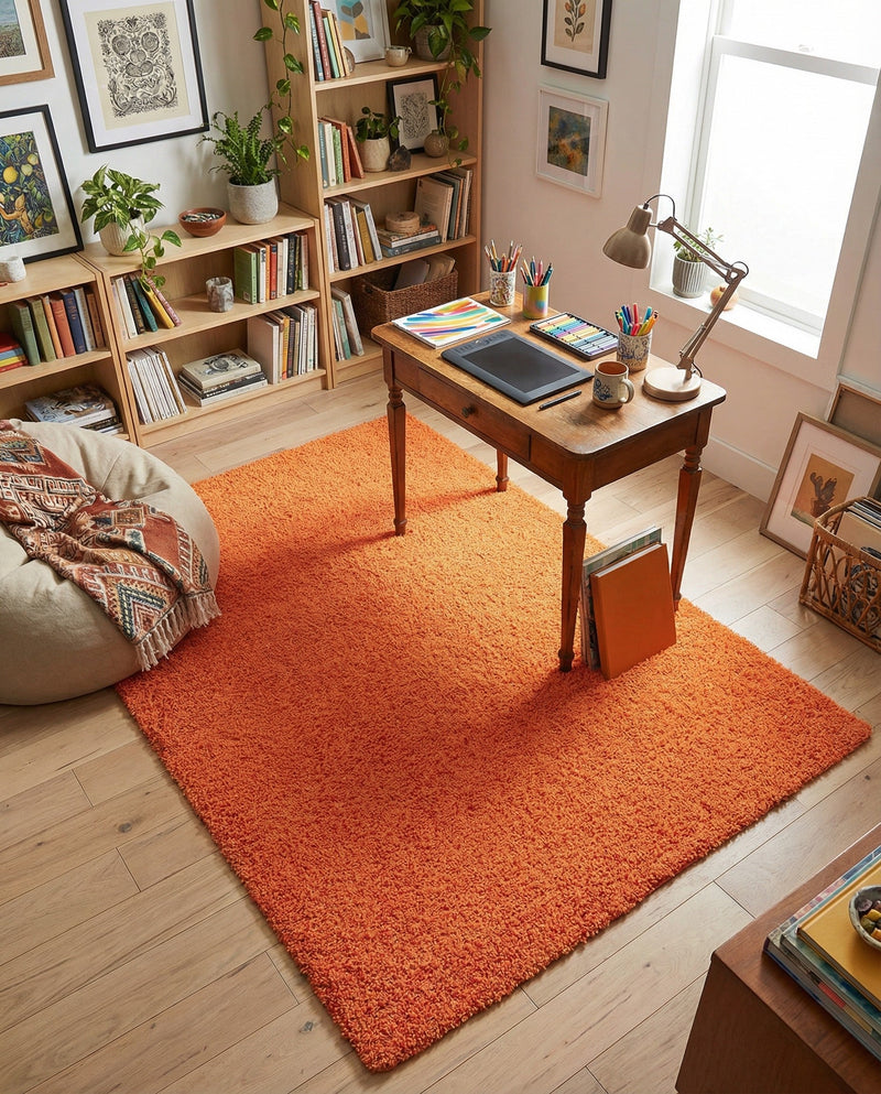 Plush Oasis Collection Area Rug - Serenity (Tiger Orange) Rectangle Tiger Orange  lifestyle 27