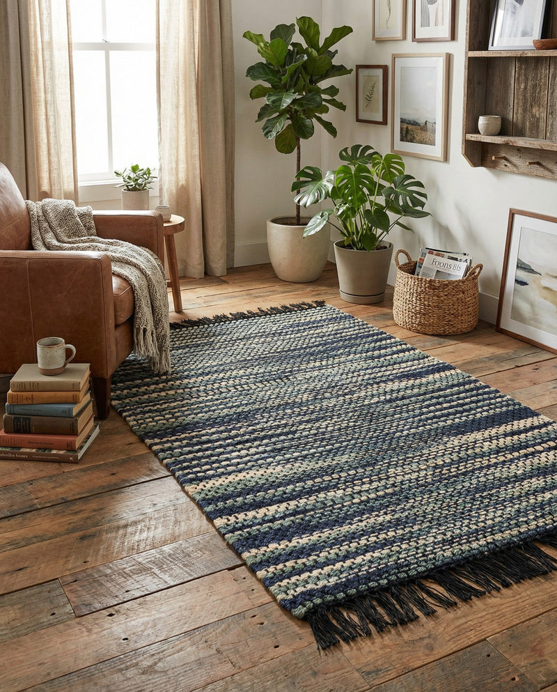 Savannah Jute Collection Area Rug - Nantucket Rectangle Green and Ivory  lifestyle 40