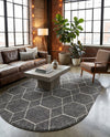 Trellis Mosaic Collection Area Rug - Arborville (Light Gray) Oval Light Gray  lifestyle 96