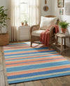 Coastal Stripe Dhurrie Collection Area Rug - Seashore Rectangle Multi  lifestyle 39