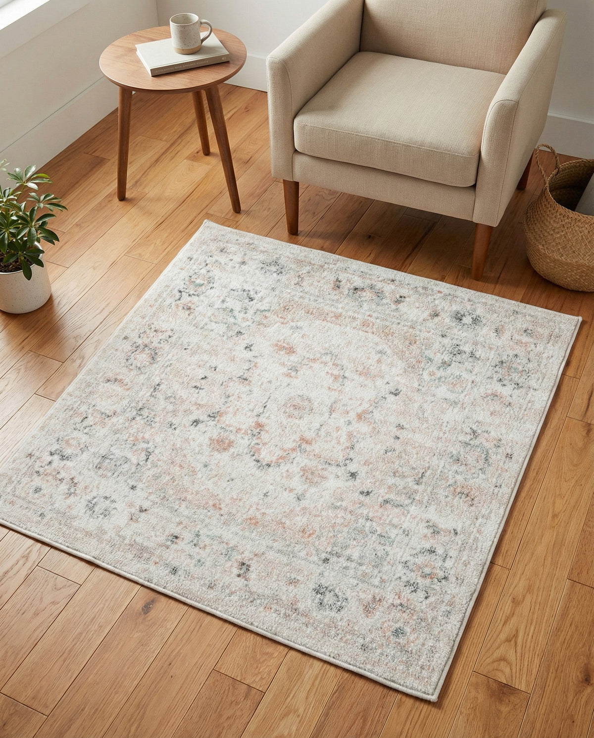 Parisian Elegance Collection Area Rug - Versailles (Ivory) Square Ivory  lifestyle 111