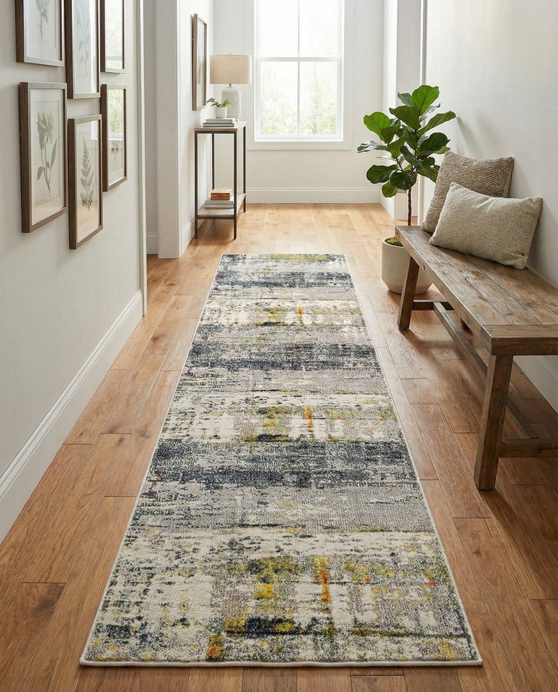 Chromatic Oasis Collection Area Rug -  Prism Runner Gray  lifestyle 45