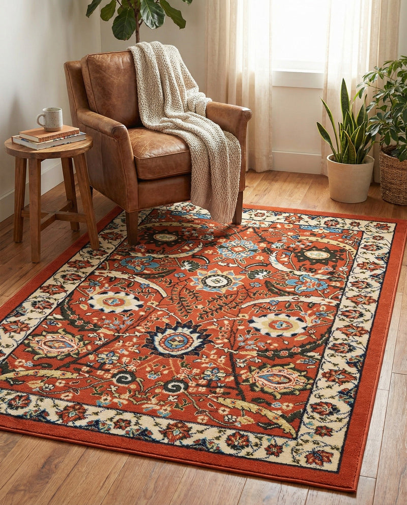 Tabriz Tapestry Collection Area Rug - Sahand (Terracotta) Rectangle Terracotta  lifestyle 10