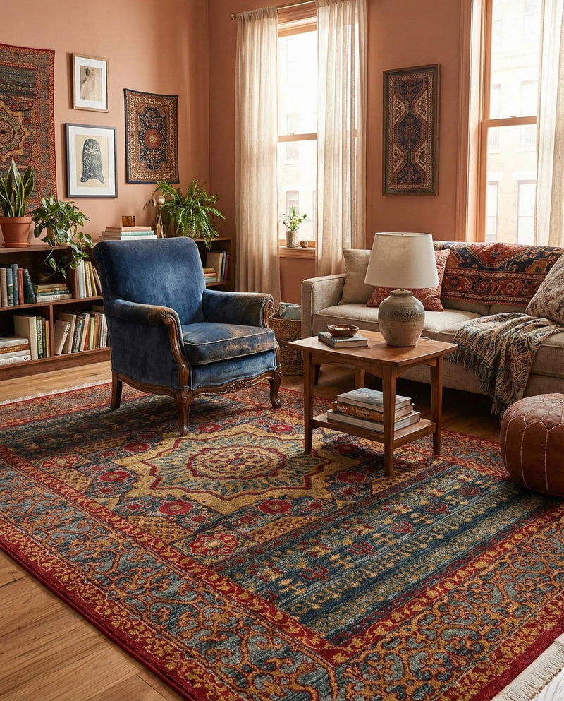 Ottoman Elegance Collection Area Rug -  Cappadocia Rectangle Navy Blue  lifestyle 69