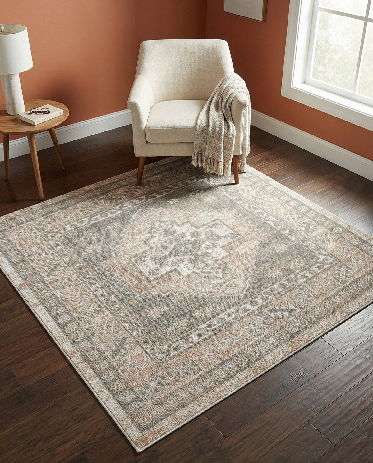 Savannah Series Collection Area Rug -  Augusta (Mink) Square Mink  lifestyle 97