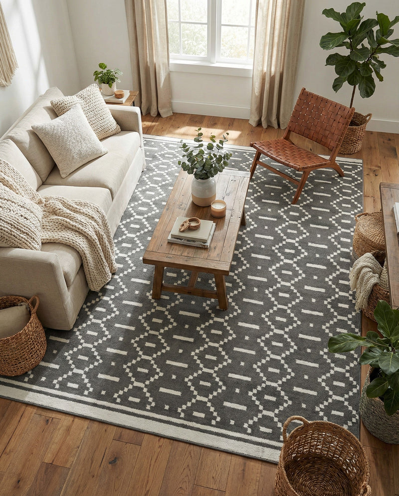 Copenhagen Edge Collection Area Rug -  Tivoli Rectangle Gray  lifestyle 17