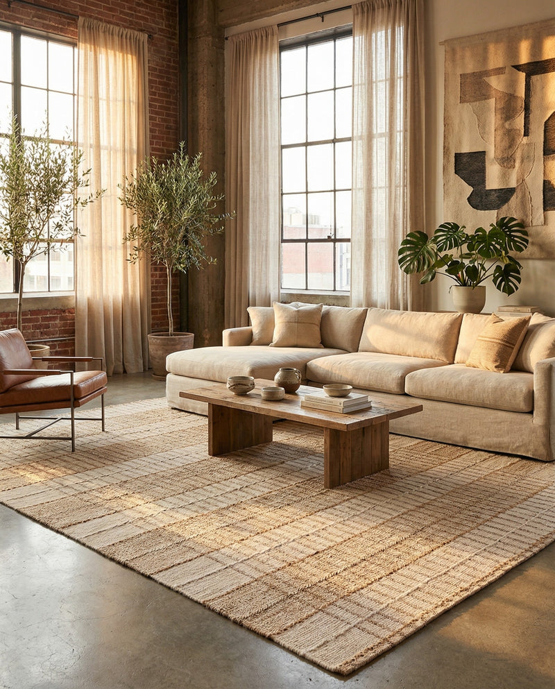 Sequoia Handwoven Jute Collection Area Rug - Charleston Rectangle Ivory  lifestyle 9