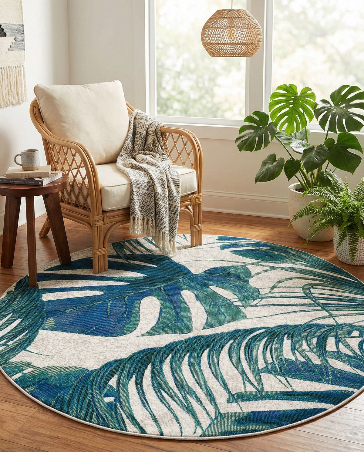 Meadow Breeze Collection Area Rug -  Clover Round Ivory  lifestyle 80
