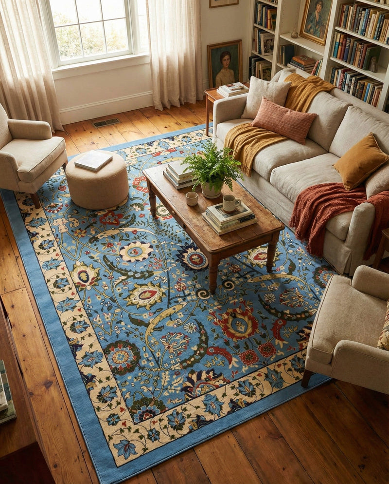 Tabriz Tapestry Collection Area Rug - Sahand (Blue) Rectangle Blue  lifestyle 18