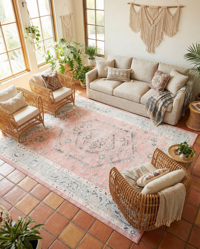 Adriana Terrace Collection Area Rug - Capri (Rose) Rectangle Rose  lifestyle 6