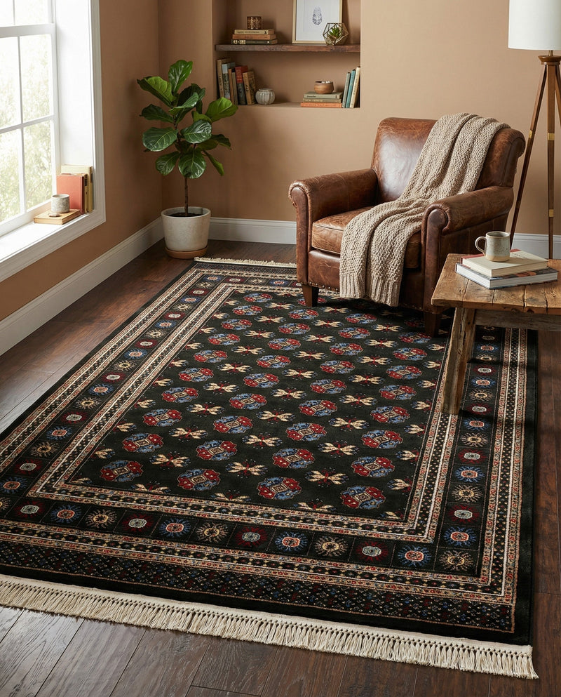 Samarkand Elegance Collection Area Rug -  Margilan (Dark Green) Rectangle Dark Green  lifestyle 15