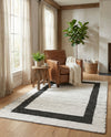 Osian Looms Collection Area Rug - Durham Rectangle White and Black  lifestyle 66