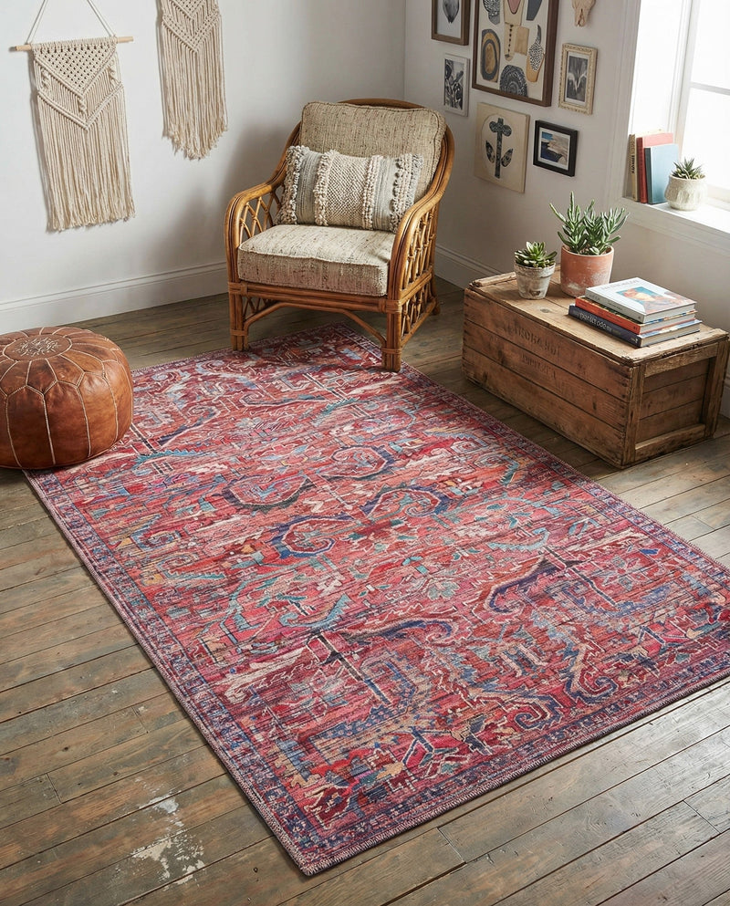 Zahara Oasis Collection Area Rug -  Tangier Rectangle Rust Red  lifestyle 8