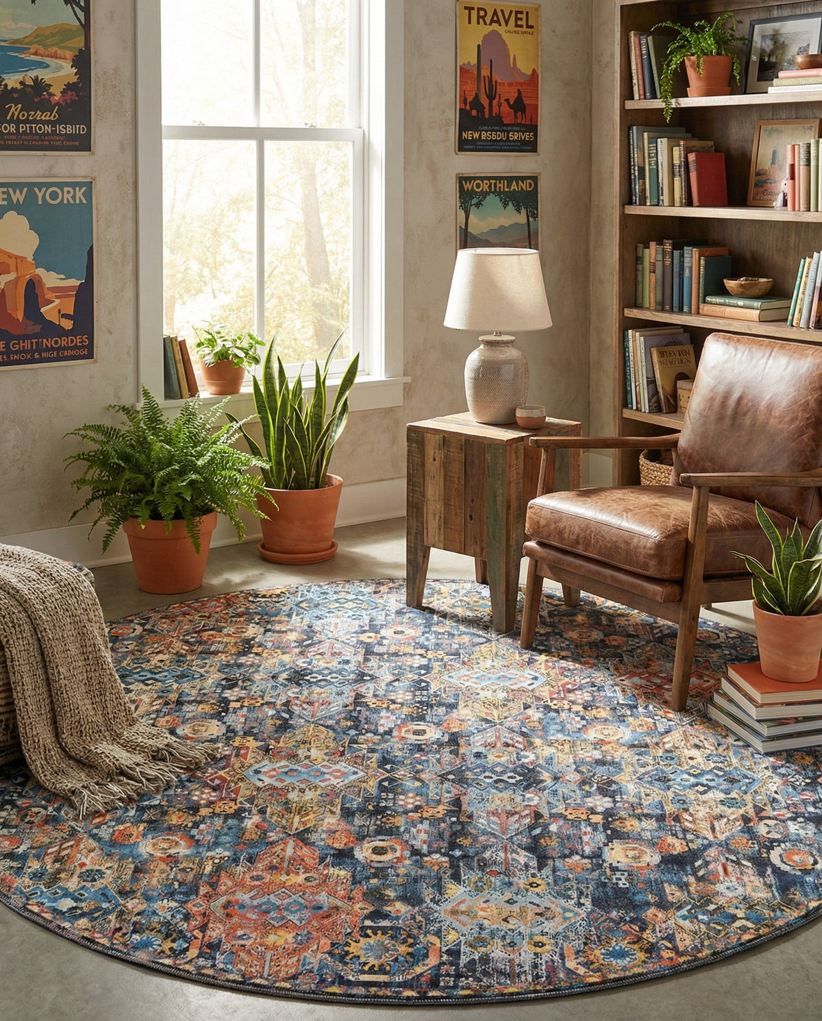 Heritage Elegance Collection Area Rug -  Potala Round Multi  lifestyle 89