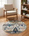 Colorburst Oasis Collection Area Rug -  Mosaic Round Ivory Gray Blue  lifestyle 38
