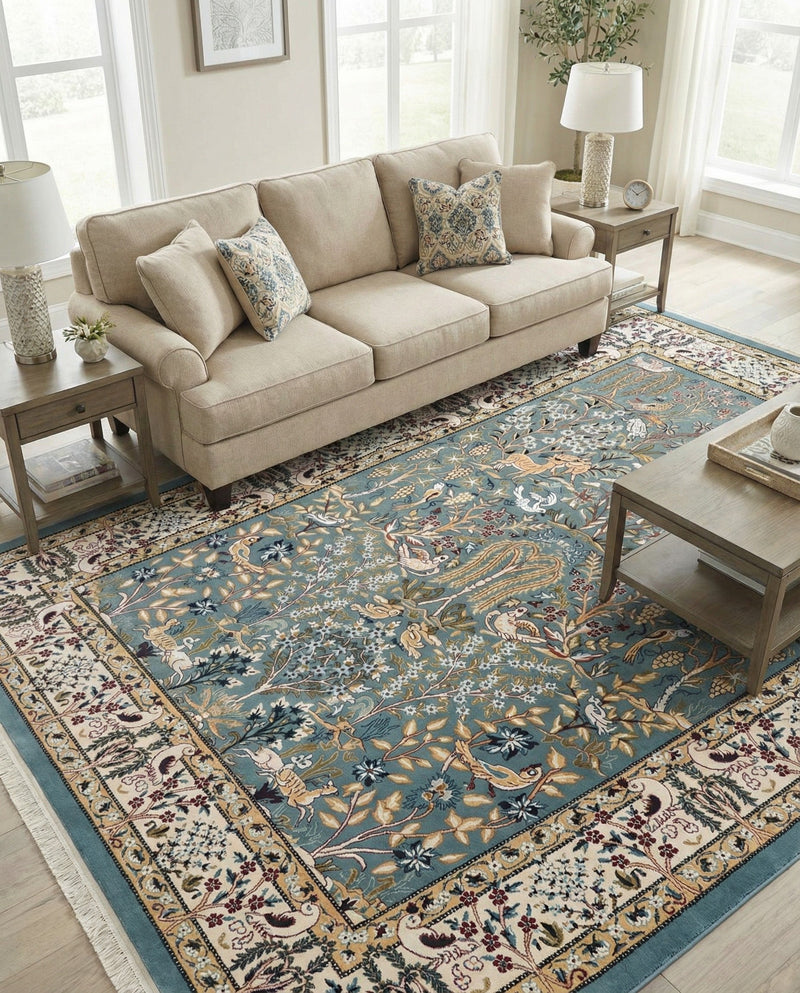 Persian Elegance Collection Area Rug -  Kerman (Blue) Rectangle Blue  lifestyle 20