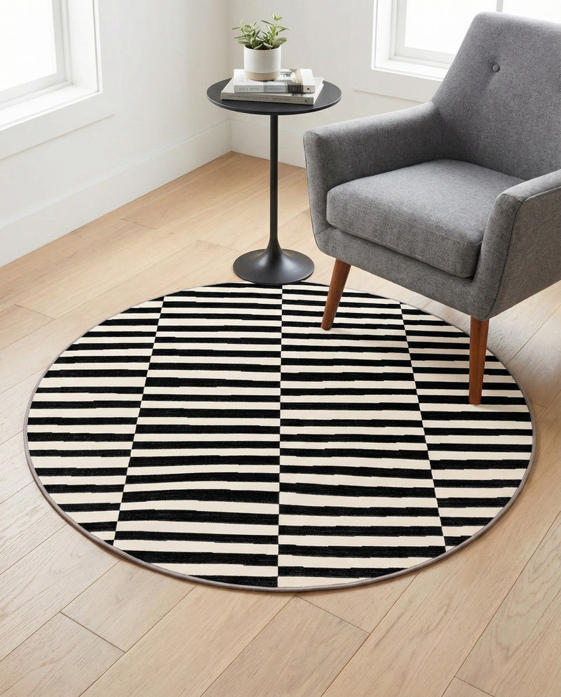 Soho Elegance Collection Area Rug -  Hudson (Dark Gray) Round Dark Gray  lifestyle 56