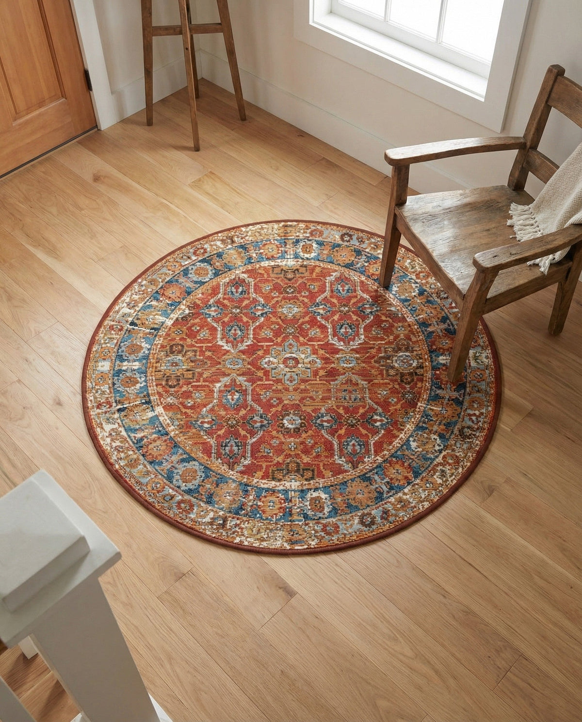Patio Heritage Collection Area Rug -  Eden Round Antique Red  lifestyle 89