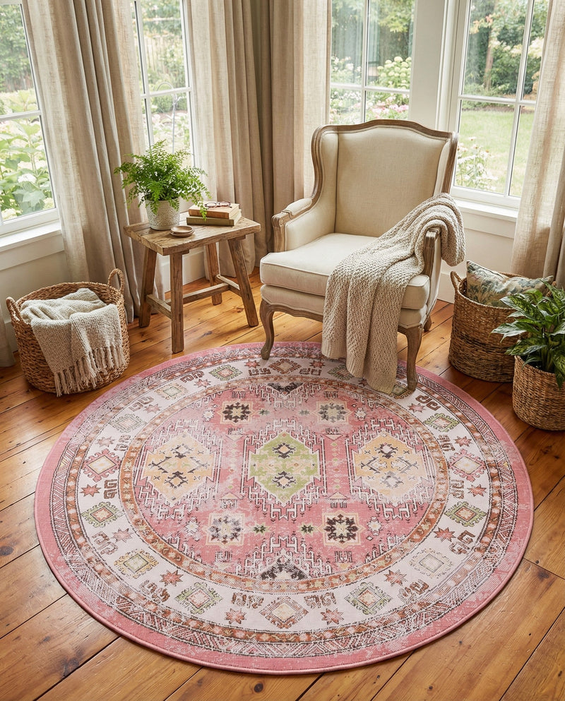 Copenhagen Comfort Collection Area Rug -  Sønderborg Round Rose  lifestyle 48