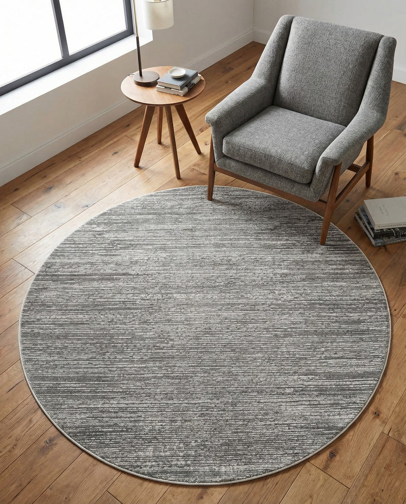Bloomsbury Elegance Collection Area Rug -  Kensington (Gray) Round Gray  lifestyle 44