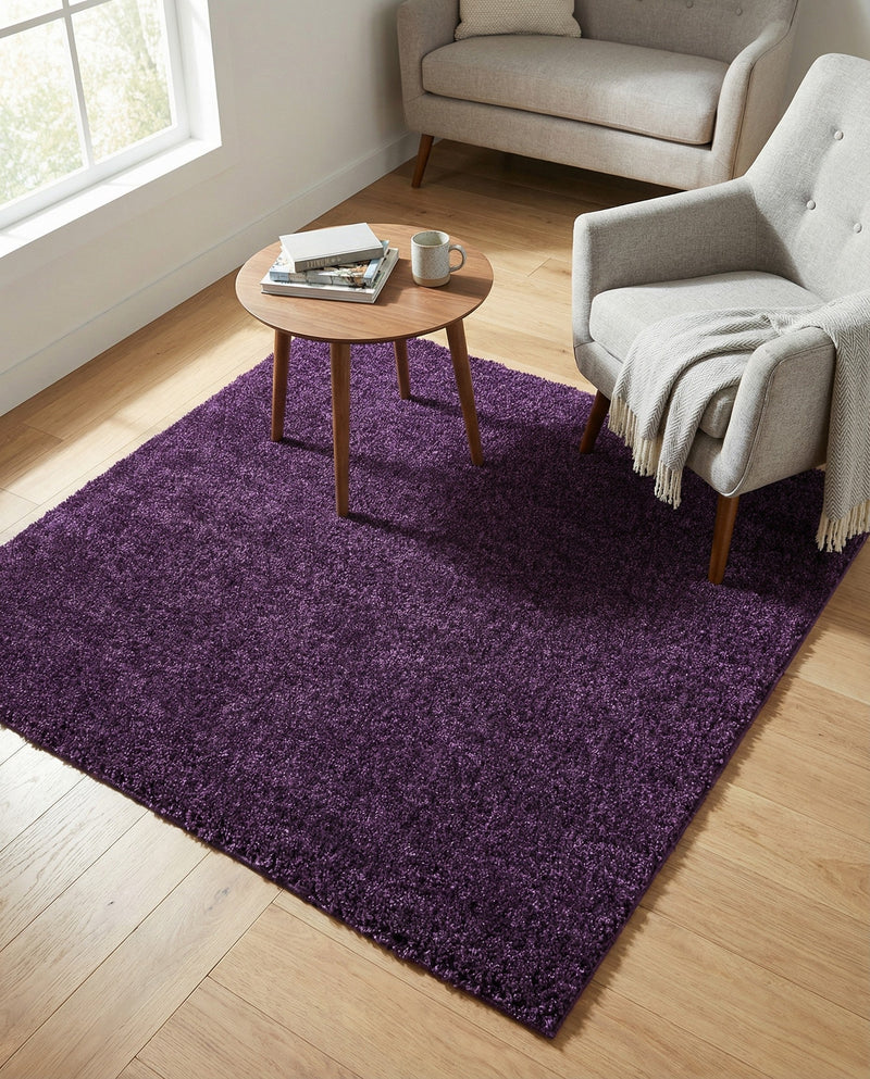 Solid Shag Seaside Collection Area Rug - Azure Cove (Violet) Square Violet  lifestyle 36