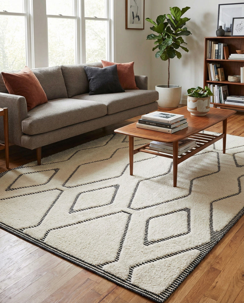 Monochrome Collection Area Rug -  Glacier Rectangle Ivory White  lifestyle 22