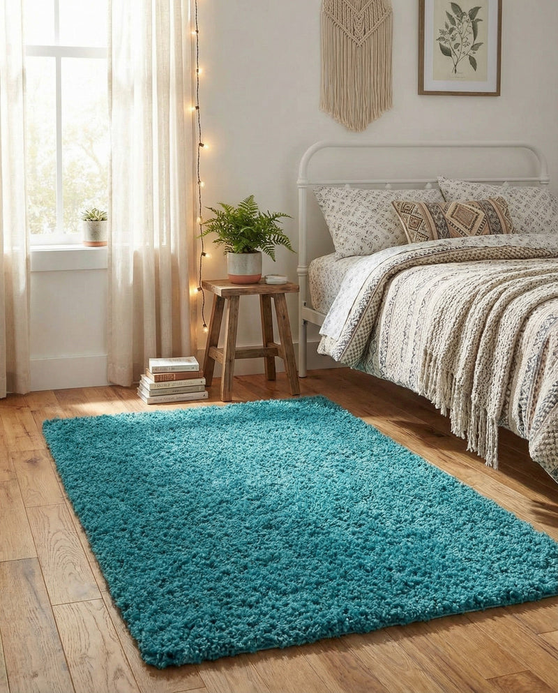 Plush Oasis Collection Area Rug - Serenity (Deep Aqua Blue) Rectangle Deep Aqua Blue  lifestyle 23