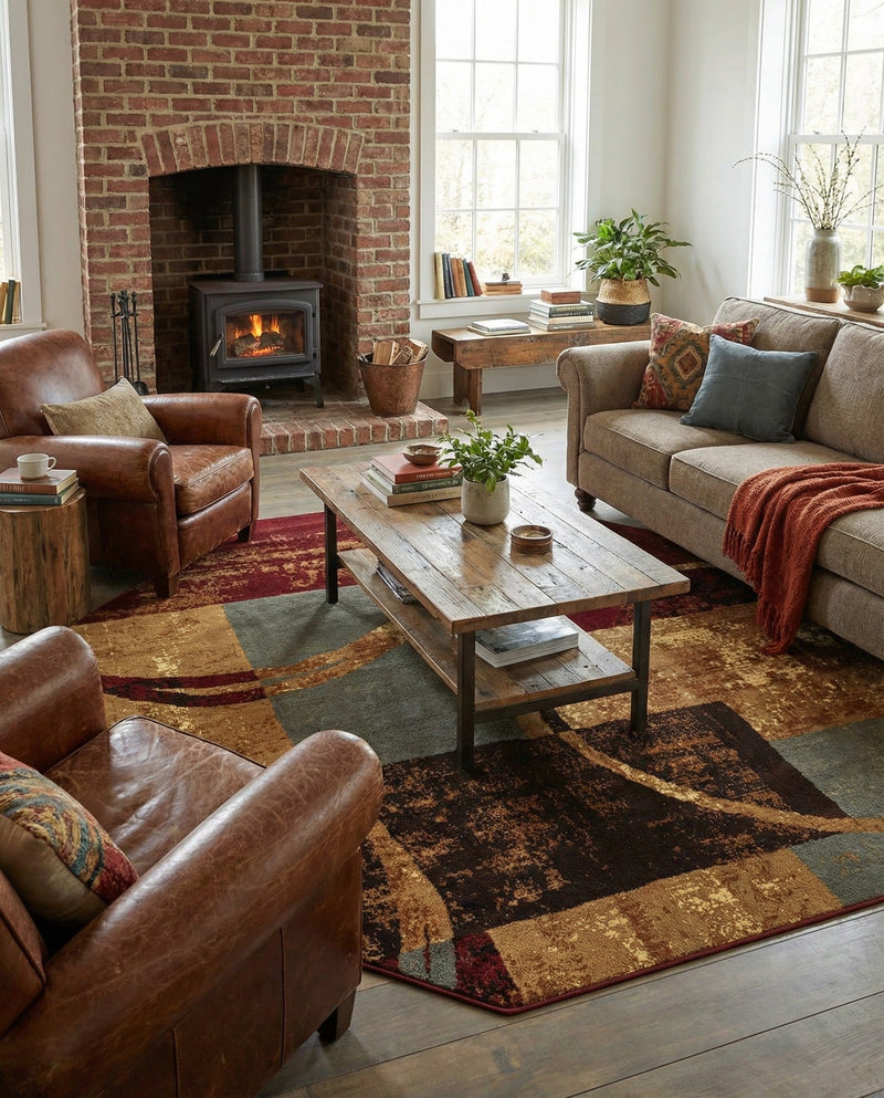 Bistro Lounge Collection Area Rug -  Ristretto Octagon Multi  lifestyle 62