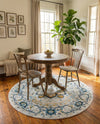 Parisian Elegance Collection Area Rug - Versailles (Gray) Round Gray  lifestyle 70