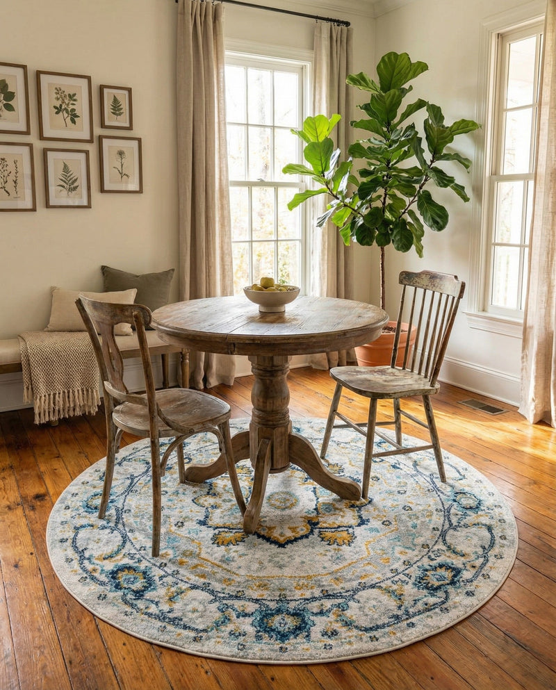 Parisian Elegance Collection Area Rug - Versailles (Gray) Round Gray  lifestyle 70