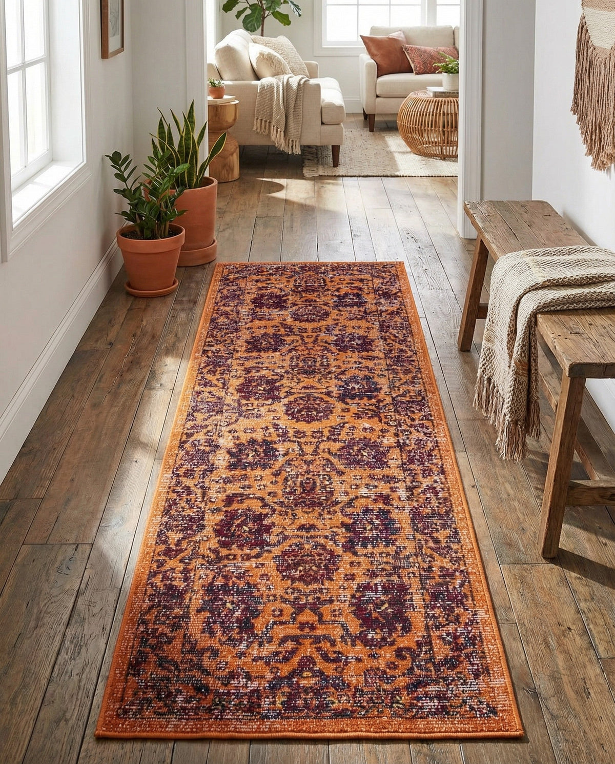 Geneva Terrace Collection Area Rug -  Lausanne Runner Orange  lifestyle 169