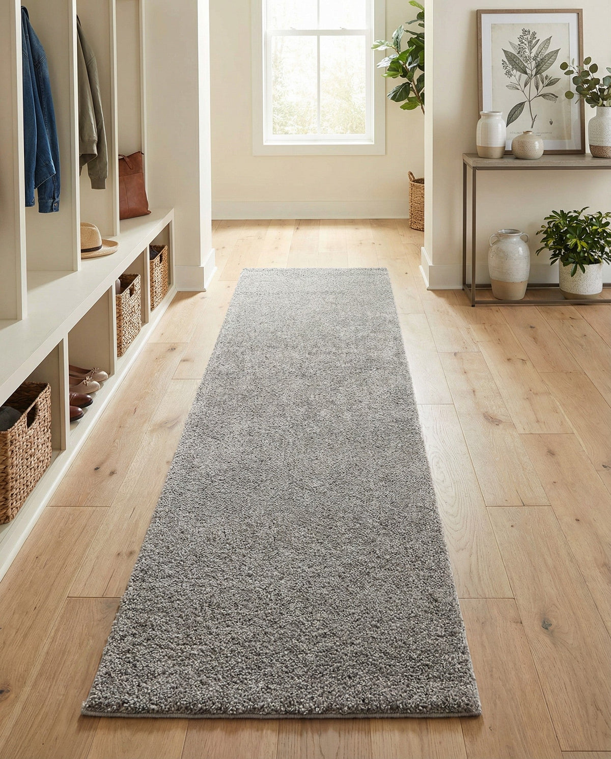 Solid Shag Seaside Collection Area Rug - Azure Cove (Gray) Runner Gray  lifestyle 78