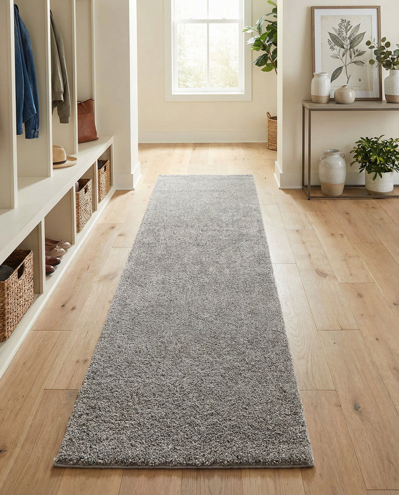 Solid Shag Seaside Collection Area Rug - Azure Cove (Gray) Runner Gray  lifestyle 78