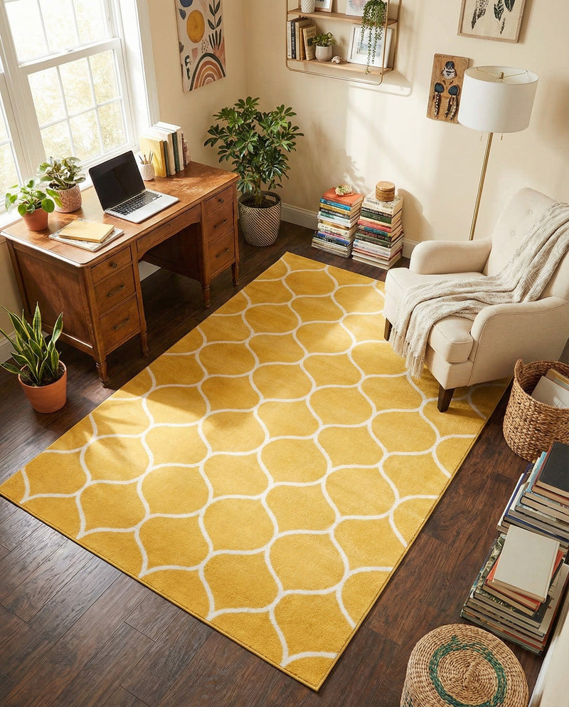 Trellis Mosaic Collection Area Rug -  Pergolatown (Yellow) Rectangle Yellow  lifestyle 18